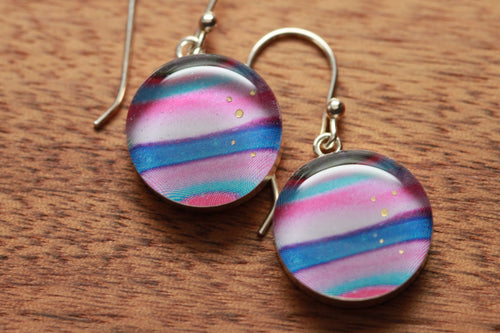 If Jupiter was purple... earrings made from recycled Starbucks gift cards, sterling silver and resin