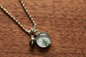 Tiny Tree necklace made from recycled Starbucks gift cards, sterling silver and resin