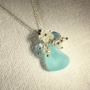 Small Bouquet Sea Glass Necklace (Choose Color)